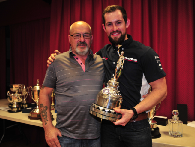 A proud 2014 Scott Trial Winner James Dabill and his father Mal